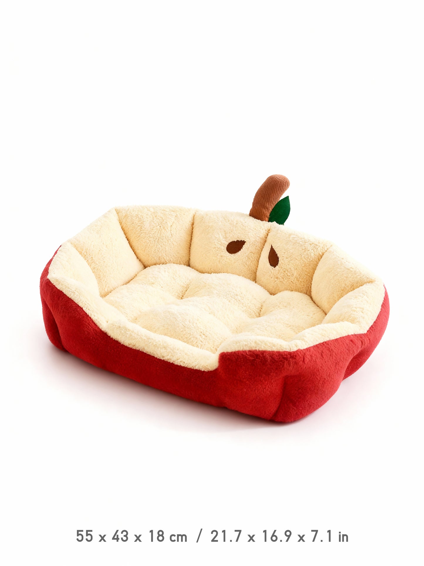 Apple-Shaped Plush Dog Bed - Red M Size